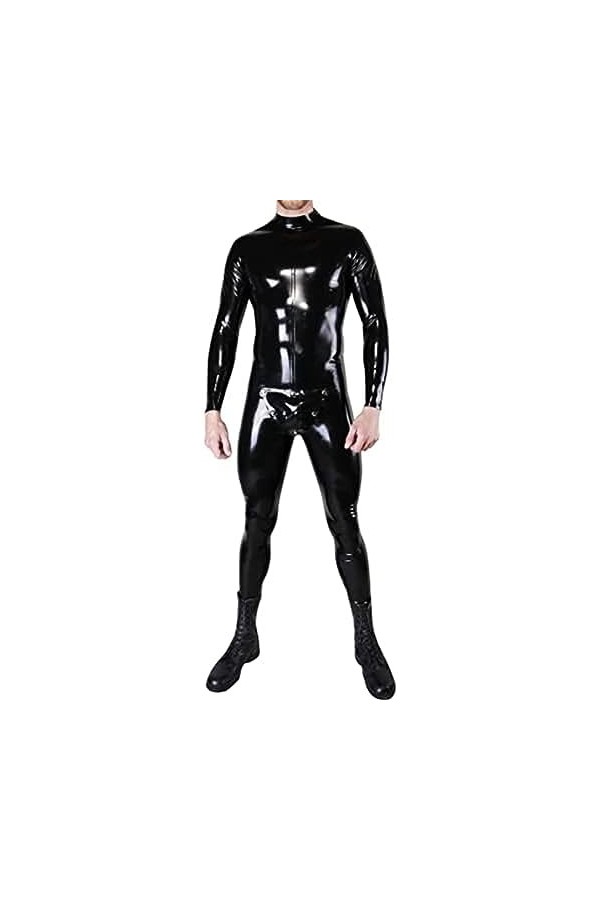Catsuit En Latex Sexy Noir Avec Épaule Et Fermeture À Glissière Au Dos Body En Caoutchouc,Couleur Personnalisée,M