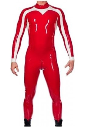 Latex Caoutchouc Rouge Et Blanc Cousu Combinaison Course Costume Jeu De Rôle Main Personnalisé 0.4mm Corps Costume,Couleur Pe