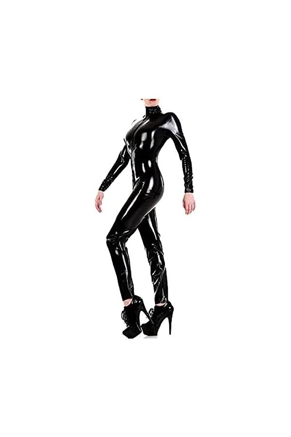 Latex Caoutchouc Femmes Sexy Body Noir Sport Collants Catsuit,Couleur Des Photos,XS