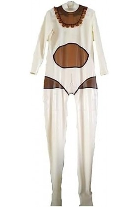 Latex Caoutchouc Costumes Catsuit Blanc Sexy Body Racing Uniforme 0.4mm,Bleu,XXL