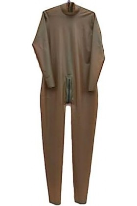 IDOBLO Latex Caoutchouc Body Costume Partie Manches Longues Body Partie Personnaliser,Café Masculin,S