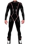 Latex Rubber Black One-Piece Sexy Sports Front Zipper Body Combinaison Globale-Noir,Noir,XL