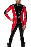 Latex Catsuit Suit Serré 0.4mm Fermeture Éclair-Noir,Noir,XXL