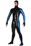 Latex Gummi Catsuit Sexy Schwarz Marine Sport Cosplay Headhood Global 0.4mm,Noir-bleu Foncé,Moyen