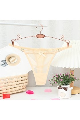 ZHINIAN Culottes sexy en maille transparente pour femme - String pour femme, beige, S