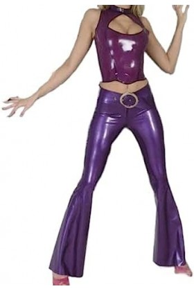 ANTIY Latex Caoutchouc Femmes Sexy Violet Veste Et Pantalon Costume Uniforme,Personnaliser,Format Personnalisé