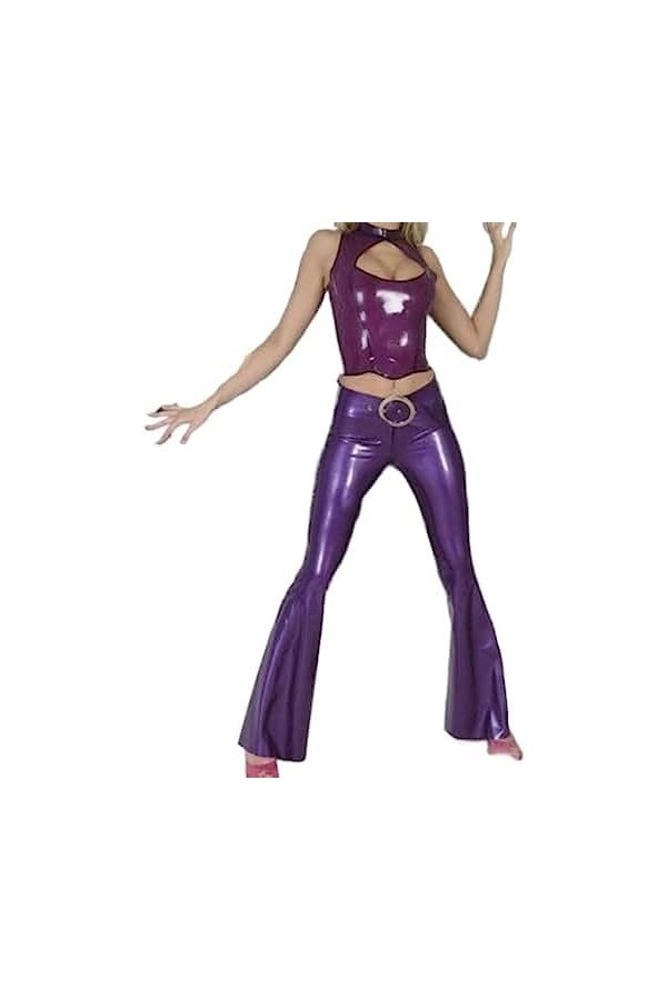 ANTIY Latex Caoutchouc Femmes Sexy Violet Veste Et Pantalon Costume Uniforme,Personnaliser,Format Personnalisé
