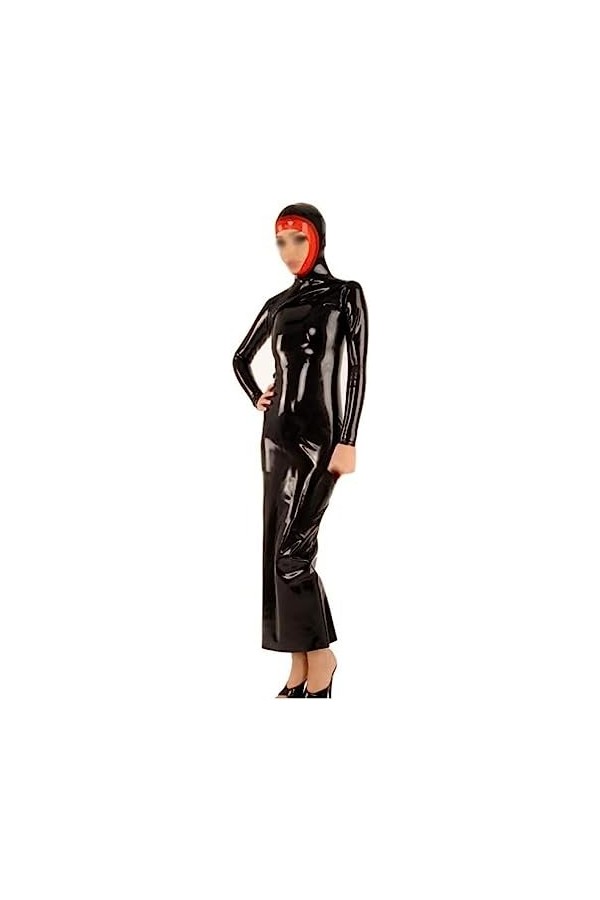 ANTIY Robe Sexy En Latex Noir Et Rouge Avec Capuches,Couleur Personnalisée,X-Petit