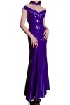 ANTIY Robes en Latex pour Femmes Robes en Latex sans Manches pour Femmes,Violet,Petit
