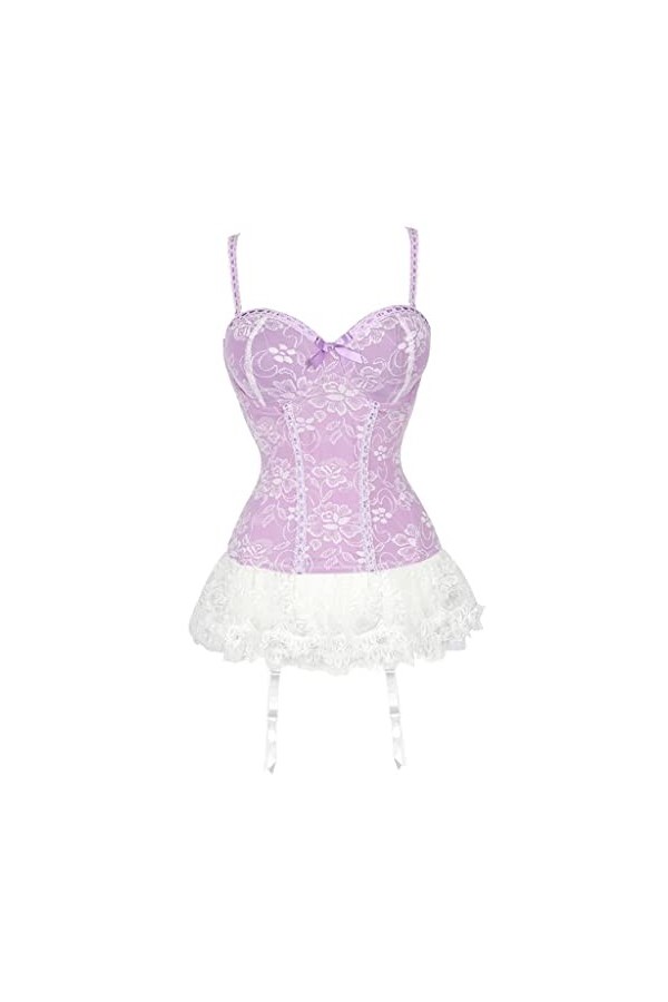 Jupe trapèze en Dentelle en Maille avec Porte-Jarretelles Lingerie Sexy Corset Abdomen Poly Buste Corset Corset Sexy Color :