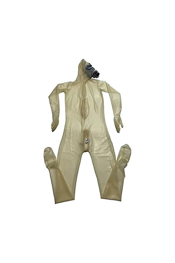 Transparent Noir Full Cover Latex Catsuit Fetish Bodys Zipper Transparent,Transparent mâle ,X-Grand