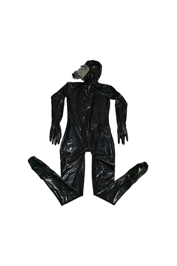 Transparent Noir Full Cover Latex Catsuit Fetish Bodys Zipper Transparent,Transparent mâle ,X-Grand