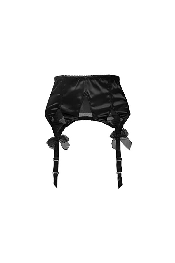 DLOETT Porte-jarretelles taille haute pour femme Ceinture arête de poisson en satin pour bas 4 bretelles larges Lingerie sexy