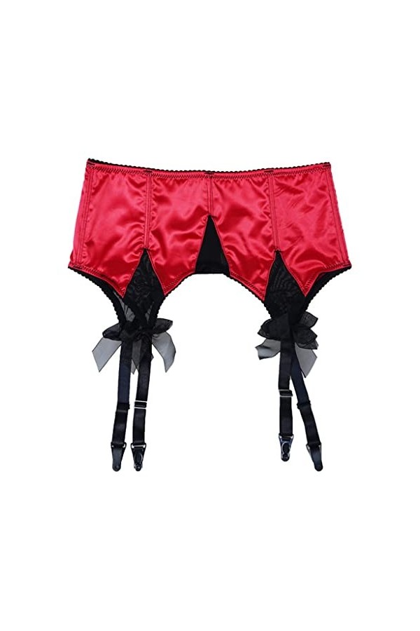 DLOETT Porte-jarretelles taille haute en satin arête de poisson porte-jarretelles pour femmes 4 bretelles larges lingerie sex