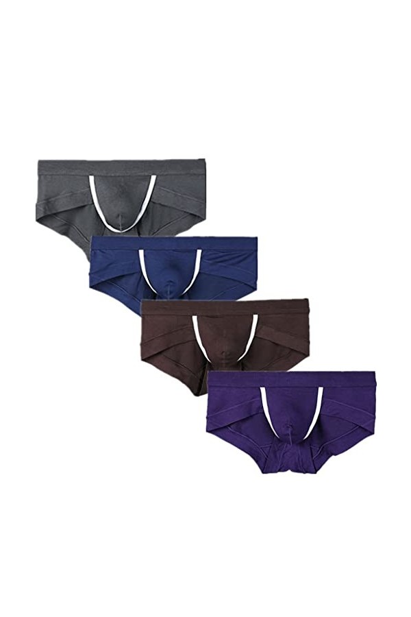 SDFGH Culottes Sommeil Culottes Hommes Culottes Sous-Vêtements Hommes Poche Sexy 4pcs / lot Color : Argento, Size : Medium 