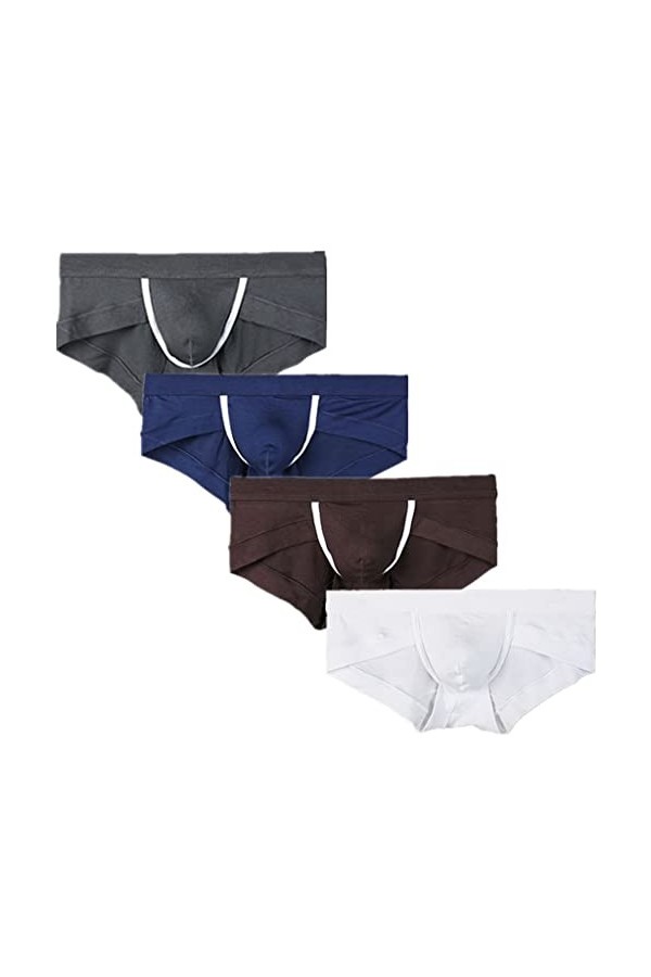SDFGH Culotte solide Plus petite culotte de sommeil 4 pièces/lot culottes for hommes sous-vêtements for hommes poche sexy dou