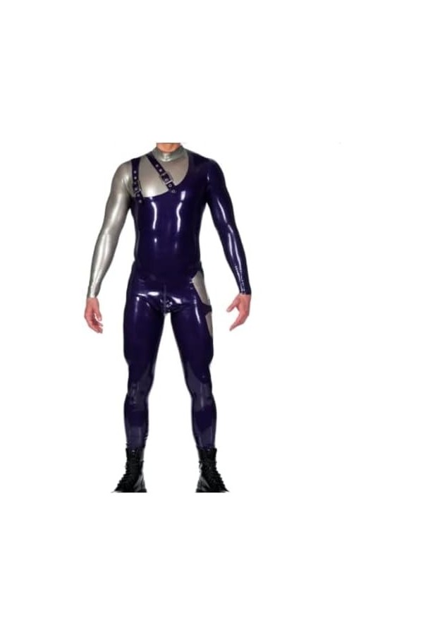 Belle Combinaison En Caoutchouc Latex Bleu Noir Pour Hommes, Uniforme De Course De Fête De Jeu De Rôle, Personnalisé À La Mai