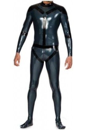 Combinaison Ample En Latex Pour Hommes, Confortable, Bleu Foncé, Uniforme De Course, Jeu De Rôle De Fête, Décoration Noire, P
