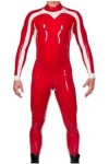Combinaison En Caoutchouc Latex 100% Rouge Et Blanc Cousue, Combinaison De Course, Jeu De Rôle, Fête, Personnalisée À La Main