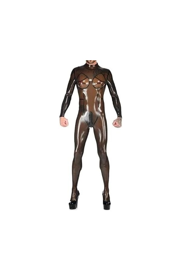 Latex Marron Femmes Combinaison Ample Course Uniforme Fête Jeu De Rôle Noir Décoration Main Personnalisé 0.4mm,Transparent No