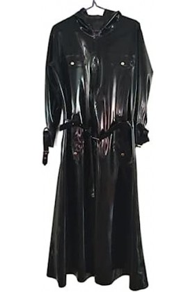 IDOBLO Latex Caoutchouc Unisexe Beau Pure Black Cool Windbreaker Jacket,Noir,3XL