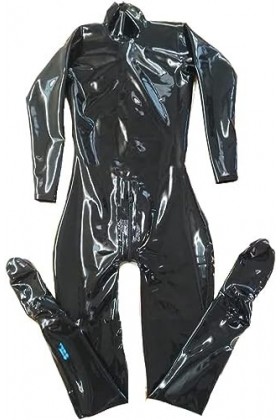 Sexy Black Latex Catsuit Male Fetish Tight Costumes De Combinaison Avec Fermeture À Glissière À Lentrejambe,Mâle Noir,XL