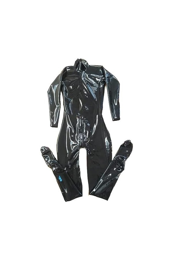 Sexy Black Latex Catsuit Male Fetish Tight Costumes De Combinaison Avec Fermeture À Glissière À Lentrejambe,Mâle Noir,XL