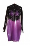 PODSI Robe 100% Latex Noir Et Violet avec Jupes À Cinq Doigts,Violet,M