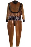 Catsuit En Latex 100% Caoutchouc Body Marron Garniture En Dentelle Noire 0.4mm,Autres Couleurs,Personnalisez Gratuitement