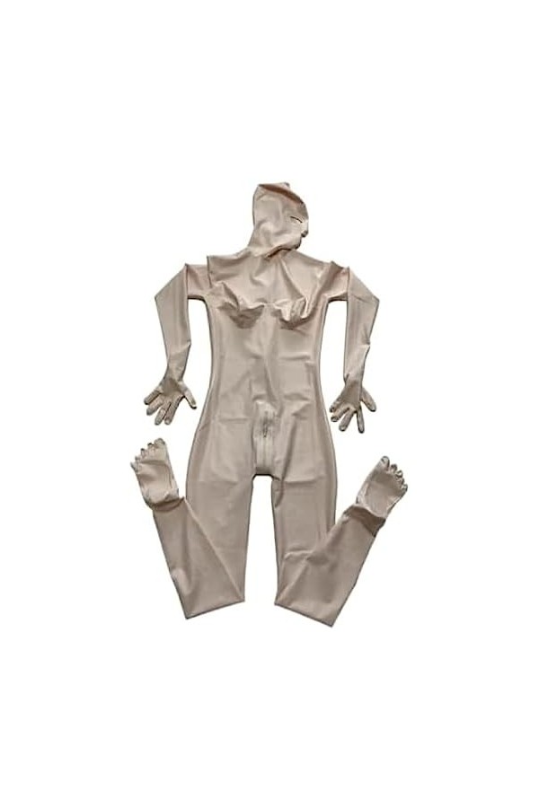 Fait À La Main Fleshcolor Latex Full Bodys 3D Breast Catsuit Avec Hood Gants Orteils Chaussettes,Couleur Personnalisée,XS