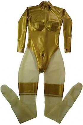 Sexy Women Gold Full Latex Catsuit Rubber Body 3D Breast Cup Custom Made,Couleur Personnalisée,Personnalisez Gratuitement