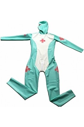 Latex Infirmière Uniforme Costume Exotique Latex Caoutchouc Couverture Complète Catsuitpersonnaliser,Vert,3XL