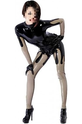Latex Caoutchouc Costumes Catsuit Sexy Noir One-Piece, Racing Uniform 0.4mm-Black,Noir,L