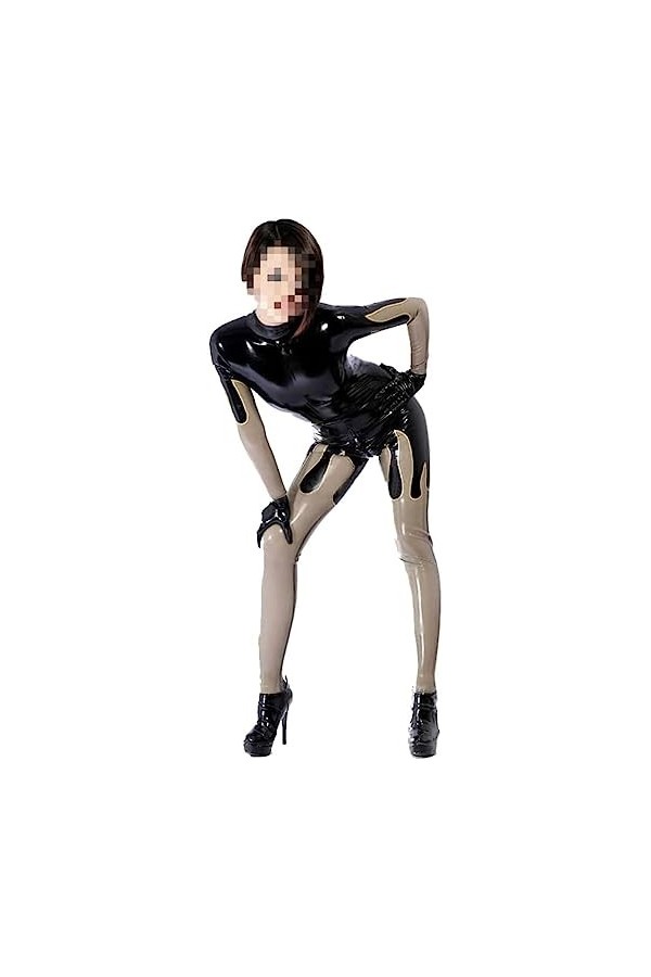 Latex Caoutchouc Costumes Catsuit Sexy Noir One-Piece, Racing Uniform 0.4mm-Black,Noir,L