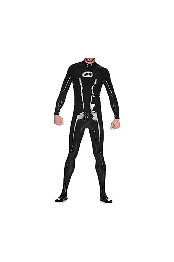 Latex Catsuit Fermeture Éclair Au Dos Avec Chaussettes Pour Hommes Tight Rubber Body Jumpsuit Party Wear,XX-Grand