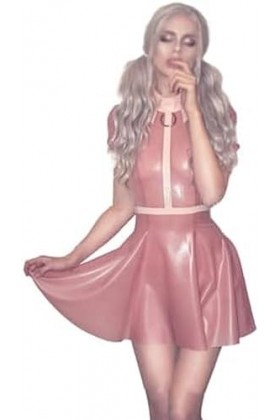Robe en Latex Naturel Garniture Rose Transparente Robe Faite À La Main avec Fermeture À Glissière Au Dos Robes en Caoutchouc 