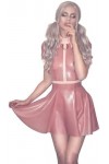 Robe en Latex Naturel Garniture Rose Transparente Robe Faite À La Main avec Fermeture À Glissière Au Dos Robes en Caoutchouc 