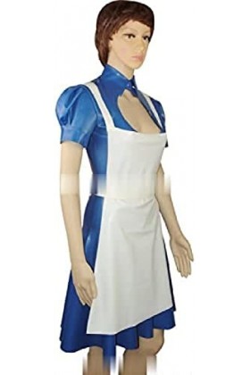 Robes De Femme De Chambre Française En Latex Avec Tablier Nœuds Fermeture Éclair À Larrière Uniforme En Caoutchouc Avant Ouv