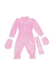 Aldult Sissy verrouillable Bloomers combinaison brillant PVC cuir fermeture éclair taille élastique body avec gants Zentai Co