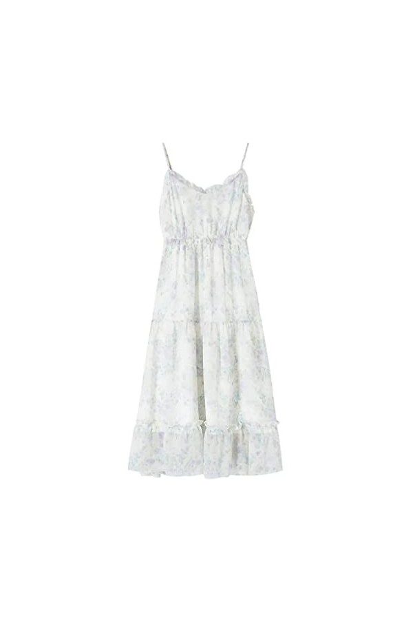 SDFGH Sweet Floral Suspender dress Spring and Summer Seaside Holiday Beach dress Fairy Color : D, Size : L 