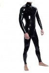 Double Épaule Fermeture Éclair Hommes Full Body Design Sexy Latex Tight Jumpsuit Caoutchouc Catsuit Vêtements Avec Entrejambe
