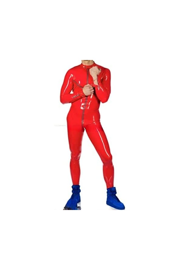 Combinaison En Latex Rouge Avec Fermetures Éclair Et Boutons En Caoutchouc Combinaison De Corps Combinaison De Corps Transpar