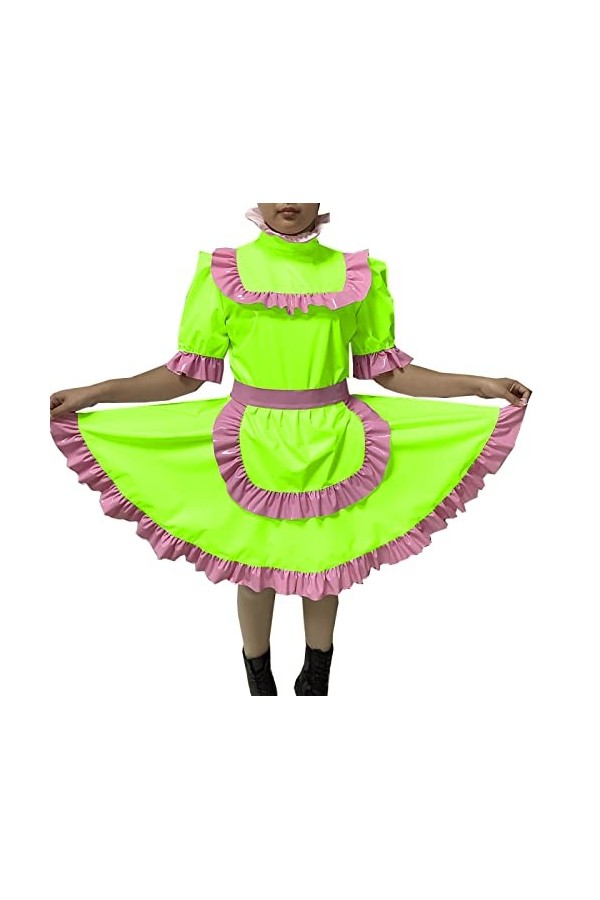 Robe de soubrette sexy et verrouillable en PVC pour adulte, robe duniforme verrouillable, costume combinaisons, bleu roi, M