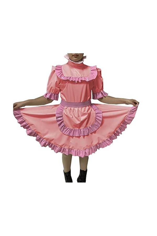 Robe de soubrette sexy et verrouillable en PVC pour adulte, robe duniforme verrouillable, costume combinaisons, bleu roi, M