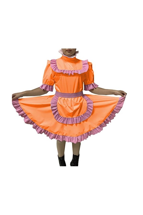 Robe de soubrette sexy et verrouillable en PVC pour adulte, robe duniforme verrouillable, costume combinaisons, bleu roi, M