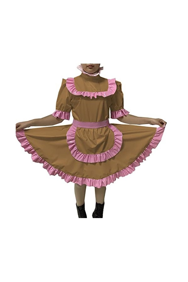 Robe sexy et verrouillable en PVC Sissy Maid pour adulte, tablier duniforme verrouillable, combinaisons, barboteuses, violet