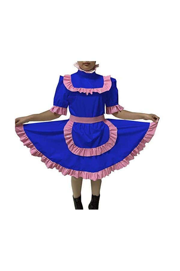 Robe sexy et verrouillable en PVC Sissy Maid pour adulte, tablier duniforme verrouillable, combinaisons, barboteuses, violet