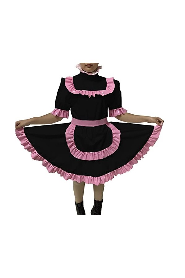 Robe sexy et verrouillable en PVC Sissy Maid pour adulte, tablier duniforme verrouillable, combinaisons, barboteuses, violet