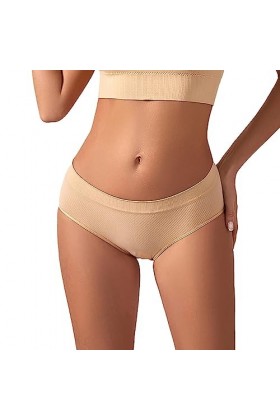 HANXIULIN Culotte en coton pour femme - Taille moyenne - String - Confortable - Sous-vêtements hipster, beige, XL