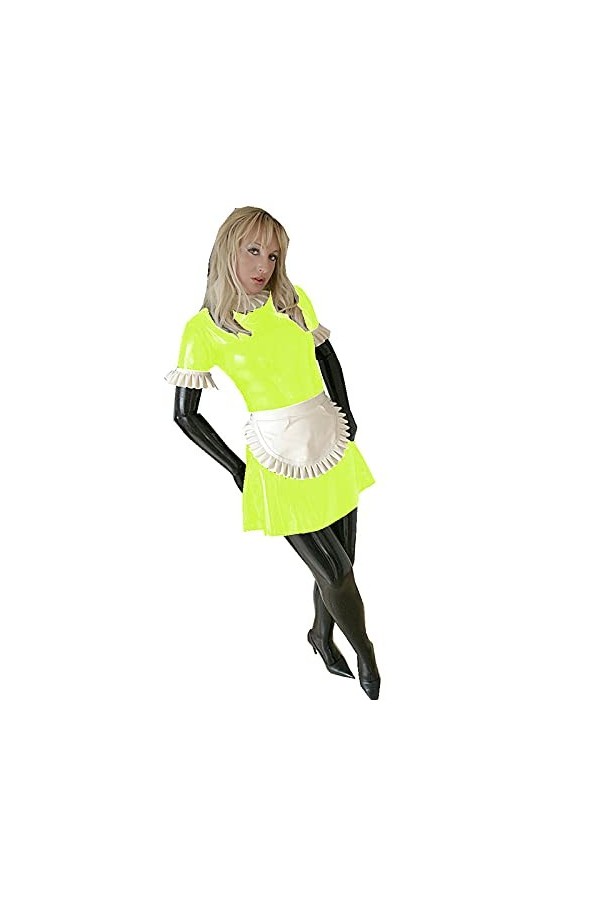UUKR Sissy Maid robe Pvc Verroutable Uniforme Anime Cosplay serveuse de serveuse Fête de ménage Stage Costume Poule Sleeve We